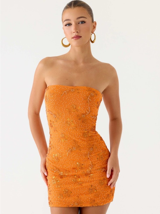 Peppermayo Dresses & Skirts - NWT Peppermayo Push Back Beaded Sequin Mini Dress Orange Small US 4